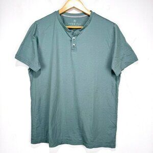 Free Fly Henley Shirt Men Medium Green Button Cotton Bamboo Stretch Fishing